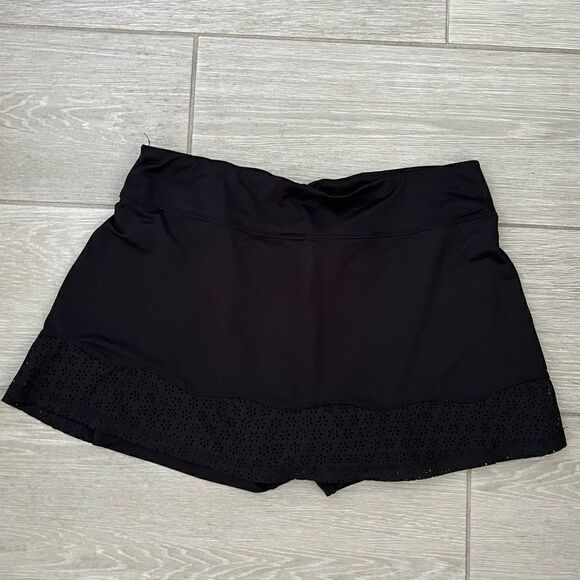 FILA Black Tennis skirt Pickleball Skort  laser cut hem sz L - Picture 1 of 6
